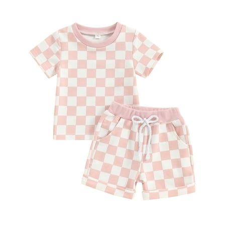 Fullvigor Toddler Boys Summer Outfits Checkerboard Print T Shirt Tops Elastic Waist Shorts Pink 0-6 Months
Fullvigor Toddler Boys Summer Outfits Checkerboard Print T Shirt Tops Elastic Waist Shorts Pink 0-6 Months