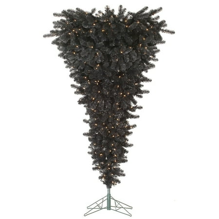 Vickerman 31708 - 7.5' x 60" Black Upside Down Tree 500 Clear DuraLit Miniature Lights Christmas Tree (A107976)