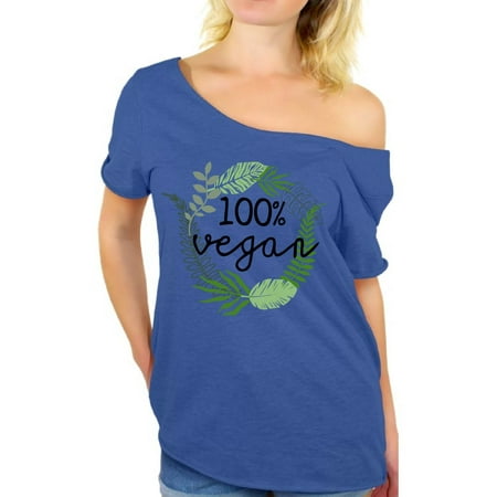 Awkward Styles Foliage Off The Shoulder Shirt Lovely Vegetarian Off Shoulder Tshirt Vegan Friendly Oversized Shirts for Ladies Vegan T Shirts Vegan Clothes for Women Organic Gifts for Vegans