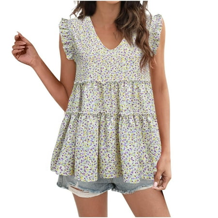 Women s Ruffle Sleeve Floral Printed Babydoll Blouse T Shirt Summer V-Neck Sleeveless Tank Tops
Women s Ruffle Sleeve Floral Printed Babydoll Blouse T Shirt Summer V-Neck Sleeveless Tank Tops