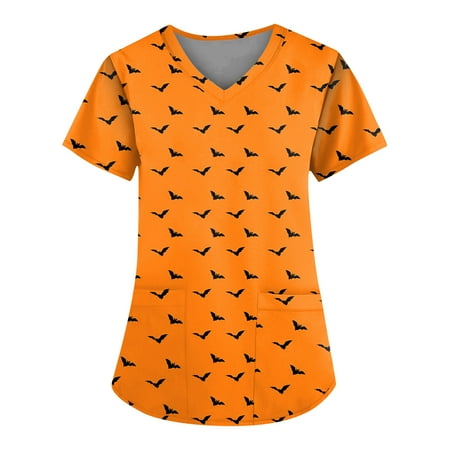 Sksloeg Women Scrub Tops Leopard Pumpkin Print V-Neck Workwear with Pockets Shirts Nursing Working Uniform Orange 5XL
Sksloeg Women Scrub Tops Leopard Pumpkin Print V-Neck Workwear with Pockets Shirts Nursing Working Uniform Orange 5XL