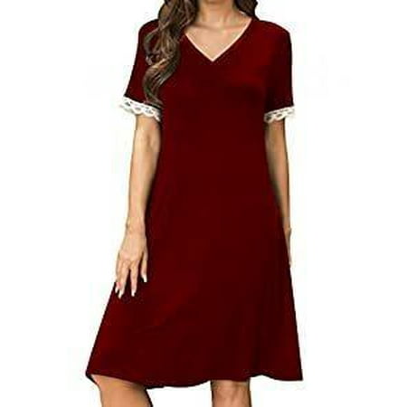 Women s Lace Nightdress V-Neck Short Sleeve Loungewear Cotton Loose Comfort Pajamas Soft Pajamas (XL Red)
Women s Lace Nightdress V-Neck Short Sleeve Loungewear Cotton Loose Comfort Pajamas Soft Pajamas (XL Red)