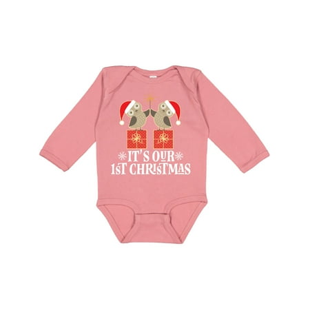 Inktastic Twins 1st Christmas Owls Gift Baby Boy or Baby Girl Long Sleeve Bodysuit
