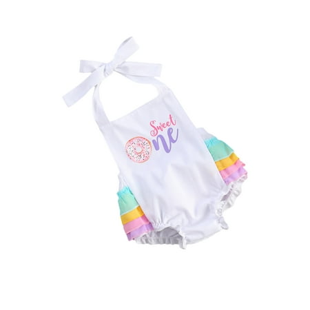 Suanret Newborn Infant Baby Girl Cotton Romper Ruffled Sleeveless Halter Backless Jumpsuit Open Back Bow Fluffy Skirt Outfit White 6-12 Months
Suanret Newborn Infant Baby Girl Cotton Romper Ruffled Sleeveless Halter Backless Jumpsuit Open Back Bow Fluffy Skirt Outfit White 6-12 Months