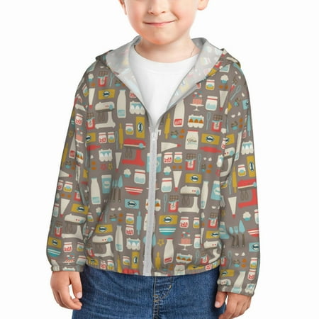 Qekee Kitchen Food Print UPF 50+ Kids Sun-Protective Hooded Long Sleeve Rash Guard for Fishing Water Beach Sports -18 Months
Qekee Kitchen Food Print UPF 50+ Kids Sun-Protective Hooded Long Sleeve Rash Guard for Fishing Water Beach Sports -18 Months