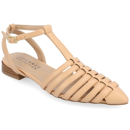 Journee Collection Womens Alivia Ankle Strap Block Heel Pointed Toe Flats