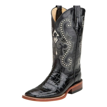 Ferrini Western Boots Womens Gator Print Exotic Cowboy Black 90793-04