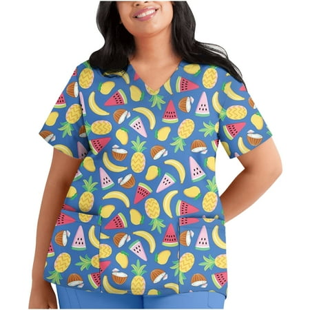T-Shirt Women Scrubs Top Nurses Clothing Working Uniform Top Care Workwear Summer Printed Short Sleeve V-Neck Top Fashion Large Size Tee Blouses With Pockets
T-Shirt Women Scrubs Top Nurses Clothing Working Uniform Top Care Workwear Summer Printed Short Sleeve V-Neck Top Fashion Large Size Tee Blouses With Pockets