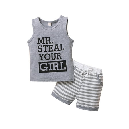 Canrulo Infant Baby Boys Clothes 2pcs Letter Printed Sleeveless Pullover Vest Striped Shorts Sets Gray 12-18 Months
Canrulo Infant Baby Boys Clothes 2pcs Letter Printed Sleeveless Pullover Vest Striped Shorts Sets Gray 12-18 Months