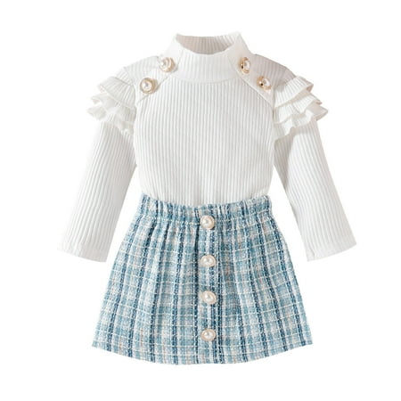 Fsqjgq Girl Take Home Outfit Toddler Girls Fall Outfits Ruffle Long Sleeve Ribbed Knit Tops Blue Skirt Spring Clothes Set Baby Clothe Gift Set Cotton Blend White 100
Fsqjgq Girl Take Home Outfit Toddler Girls Fall Outfits Ruffle Long Sleeve Ribbed Knit Tops Blue Skirt Spring Clothes Set Baby Clothe Gift Set Cotton Blend White 100