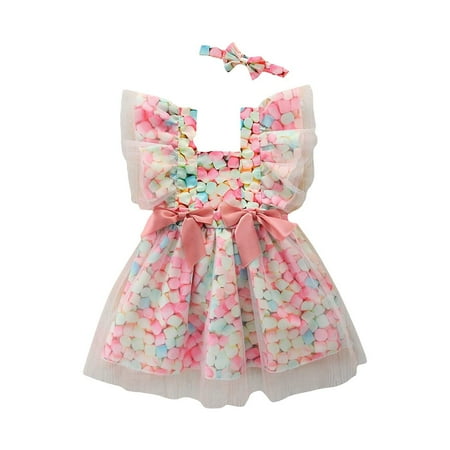 XIEULQP Summer Dress Toddler Girl Little Flying Sleeve Colorful Printed Bow Decorative Dress Headband Set for 1 to 6 Years Flower Girl Dress Pink
XIEULQP Summer Dress Toddler Girl Little Flying Sleeve Colorful Printed Bow Decorative Dress Headband Set for 1 to 6 Years Flower Girl Dress Pink