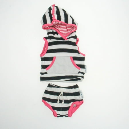 Pre-owned Purl Lamb Girls Black | White | Pink Apparel Sets size: 0-6 Months