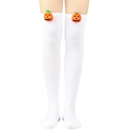 Women Halloween Thigh High Socks Classic Striped Stockings Socks
