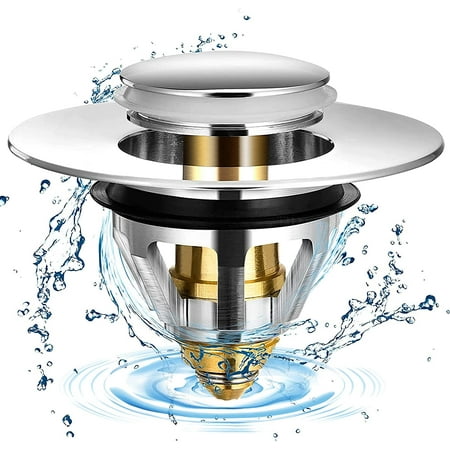Pop up Drain Plug Universal Stainless Steel Rebound Core Push Type Waste Strainer with 2 Gaskets for Between 32~38mm Bathroom Kitchen Sink Drain Accessories (1pcs)
Pop up Drain Plug Universal Stainless Steel Rebound Core Push Type Waste Strainer with 2 Gaskets for Between 32~38mm Bathroom Kitchen Sink Drain Accessories (1pcs)