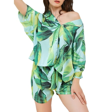 Wassery Women 2 Piece Lounge Set Pajama Set Floral Print Short Sleeve Shirt Top Drawstring Shorts Sleepwear Sets Ice Homewear
Wassery Women 2 Piece Lounge Set Pajama Set Floral Print Short Sleeve Shirt Top Drawstring Shorts Sleepwear Sets Ice Homewear