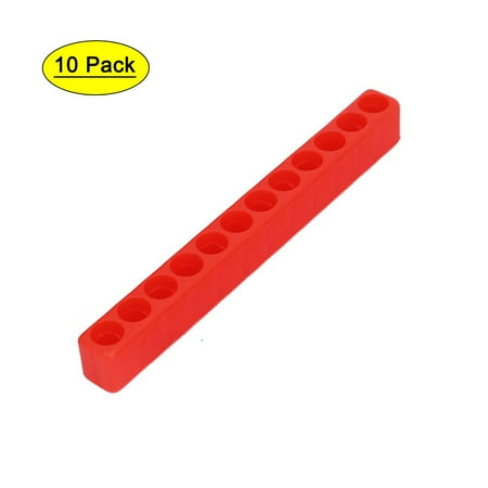 4 Long 7mm Dia 12 Holes Screwdriver Bit Holder Block Red 10 Pcs