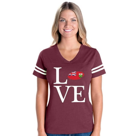 Love Canada Ontario Womens V-Neck Fine Jersey Tee