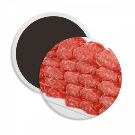 Steak Raw Meat Food Texture Round Ceracs Fridge Magnet Keepsake Decoration