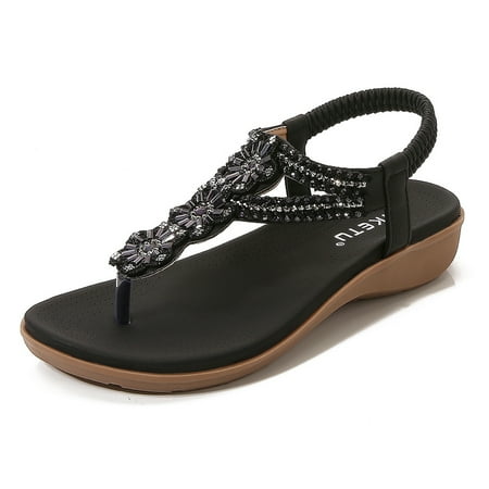 Women‘s Floral Beads T-strap Thong Wedge Sandals Solid Color Open Toe Elastic Strap Shoes Boho Style Slip On Beach Shoes
Women‘s Floral Beads T-strap Thong Wedge Sandals Solid Color Open Toe Elastic Strap Shoes Boho Style Slip On Beach Shoes
