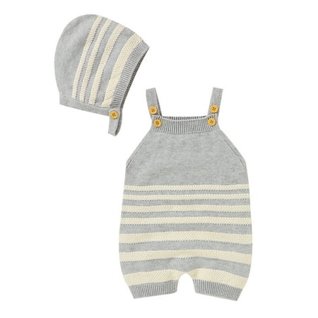 Dpytoraw Baby Knit Romper Cotton Sleeveless Boy Girl Sweater Clothes Striped Jumpsuit 1 Piece With Hat Caps Outfits Set Size 12-18 Months
Dpytoraw Baby Knit Romper Cotton Sleeveless Boy Girl Sweater Clothes Striped Jumpsuit 1 Piece With Hat Caps Outfits Set Size 12-18 Months