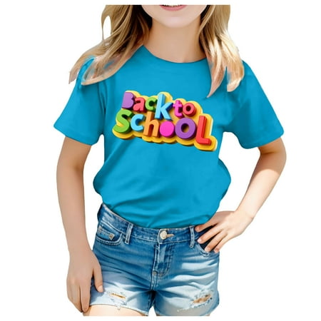 Girl s Letter Graphic T Shirts Short Kids School Season Back To School Season Printed Casual Short Sleeve Top T-Shirts Pullover C-Sky Blue 130
Girl s Letter Graphic T Shirts Short Kids School Season Back To School Season Printed Casual Short Sleeve Top T-Shirts Pullover C-Sky Blue 130