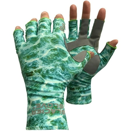 Glacier Glove Islamorada Fingerless Sun Gloves - Green Water Camo