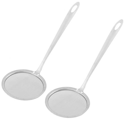 Home Stainless Steel Oval Wire Mesh Ladle Strainer 10cm x 9cm 2 Pcs