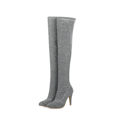 Boots for Women Clearance Deals! Verugu Sexy Fall Thigh High Heel Boots Over-the-Knee Boots Women Shoes Sexy Autumn Winter Pointed Thin High-heeled Women s Boots Silver 38
Boots for Women Clearance Deals! Verugu Sexy Fall Thigh High Heel Boots Over-the-Knee Boots Women Shoes Sexy Autumn Winter Pointed Thin High-heeled Women s Boots Silver 38