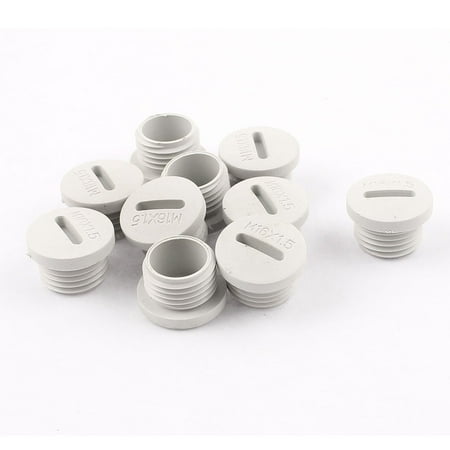 10pcs Grey Nylon Round Head Blanking Plug Cap End Threaded M16 x 8mm
