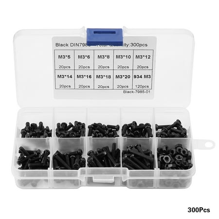 Fastener Repair Tool Accessory 300pcs M3 Black Carbon Steel Pan Head Drive Screw Nut Assortment Kit
Fastener Repair Tool Accessory 300pcs M3 Black Carbon Steel Pan Head Drive Screw Nut Assortment Kit