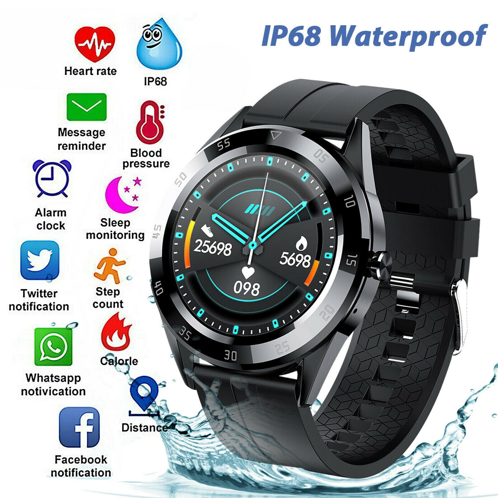 Waterproof Bluetooth Smart Watch Phone Mate Heart Rate Tracker For Ios