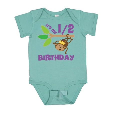 Inktastic Half Birthday 6 Months Baby Monkey Gift Baby Boy or Baby Girl Bodysuit
