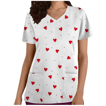 LWZWM Scrubs for Women V Neck T Shirt Short Sleeve Tops Valentines Day Tee Pockets Blouse Heart Shirt Love Scrubs White XL
LWZWM Scrubs for Women V Neck T Shirt Short Sleeve Tops Valentines Day Tee Pockets Blouse Heart Shirt Love Scrubs White XL