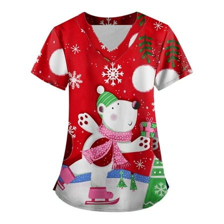 Cakiesky Women s Scrubs Top Moisture-Wicking V-Neck Printed Short-Sleeve Xmas Plus Size Scrub Shirts for Women Red L
Cakiesky Women s Scrubs Top Moisture-Wicking V-Neck Printed Short-Sleeve Xmas Plus Size Scrub Shirts for Women Red L