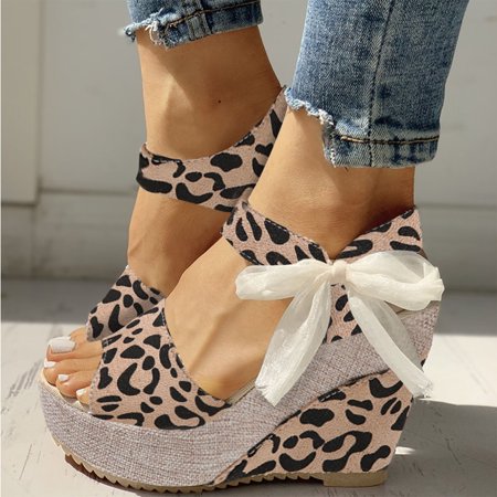 Follure Fashion Spring And Summer Wedge Heel Fish Mouth Women Sandals High Heel Peep Toe Leopard Print Ribbon
Follure Fashion Spring And Summer Wedge Heel Fish Mouth Women Sandals High Heel Peep Toe Leopard Print Ribbon