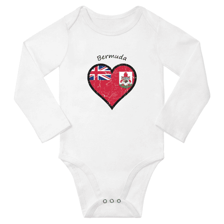 Bermuda Flag Heart Love Baby Long Sleeve Bodysuit (White 6 Months)