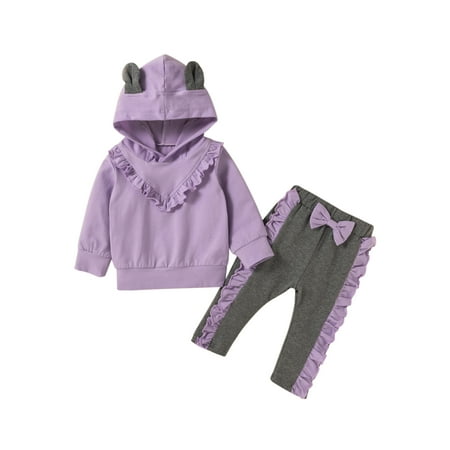 AvoDovA Infant Baby Girls 2Pcs Fall Outfits Casual Long Sleeve Ruffle Hoodie and Bowknot Pants Set
AvoDovA Infant Baby Girls 2Pcs Fall Outfits Casual Long Sleeve Ruffle Hoodie and Bowknot Pants Set