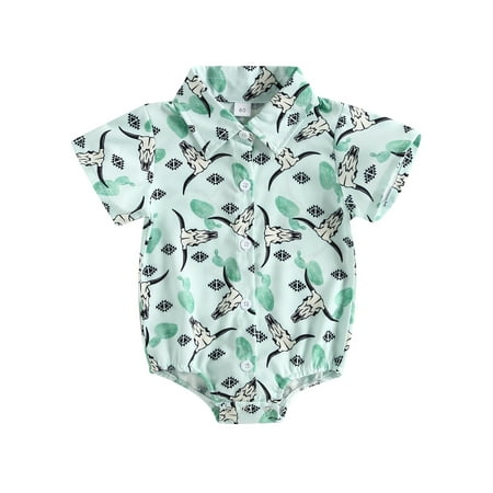 RSRZRCJ Newborn Baby Boys Western Romper Cow Head Print Lapel Short Sleeve Button Shirt Jumpsuits Summer Bodysuits
RSRZRCJ Newborn Baby Boys Western Romper Cow Head Print Lapel Short Sleeve Button Shirt Jumpsuits Summer Bodysuits