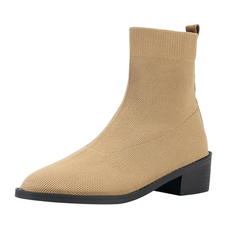 Qufokar Womens Fashion Boots Snow Tan Boots for Women Ladies British Style Solid Color Breathable Stretch Knit Pointed Toe Heel Fashion Short Boots
Qufokar Womens Fashion Boots Snow Tan Boots for Women Ladies British Style Solid Color Breathable Stretch Knit Pointed Toe Heel Fashion Short Boots