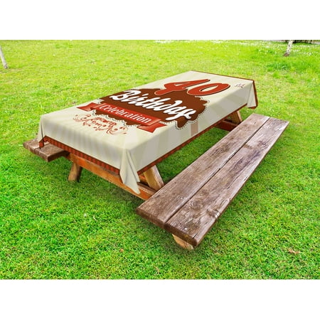 40th Birthday Outdoor Tablecloth Vintage Old Fashioned Style Celebration Banner and Retro Dots Decorative Washable Fabric Picnic Tablecloth 58 X 120 Inches Orange Ivory Cinnamon by Ambesonne 
40th Birthday Outdoor Tablecloth Vintage Old Fashioned Style Celebration Banner and Retro Dots Decorative Washable Fabric Picnic Tablecloth 58 X 120 Inches Orange Ivory Cinnamon by Ambesonne