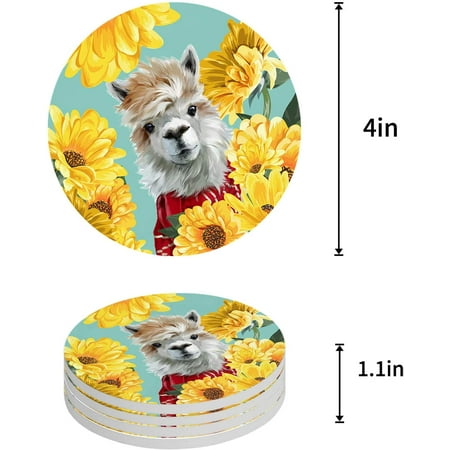 KXMDXA Theme Alpaca Wearing A Scarf and Yellow Flower Set of 8 Round Coaster for Drinks Absorbent Ceramic Stone Coasters Cup Mat with Cork Base for Home Kitchen Room Coffee Table Bar Decor
KXMDXA Theme Alpaca Wearing A Scarf and Yellow Flower Set of 8 Round Coaster for Drinks Absorbent Ceramic Stone Coasters Cup Mat with Cork Base for Home Kitchen Room Coffee Table Bar Decor