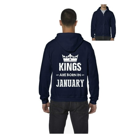 Birthday Gift Kings Are Born in January Men's Full-Zip Hooded Sweatshirt