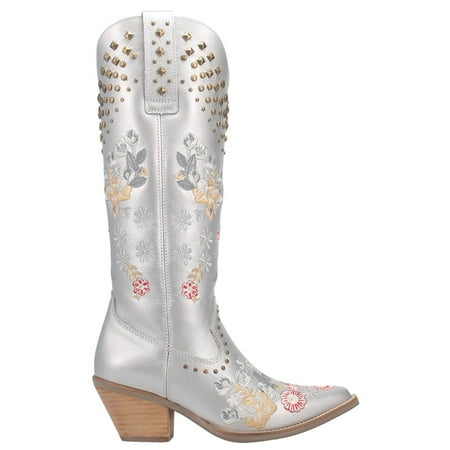 Dingo Womens Poppy Floral Snip Toe Boots Knee High Low Heel 1-2