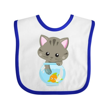 Inktastic Cute Cat Little Cat Kitty Kitten Fish Bowl Gift Baby Girl Bib