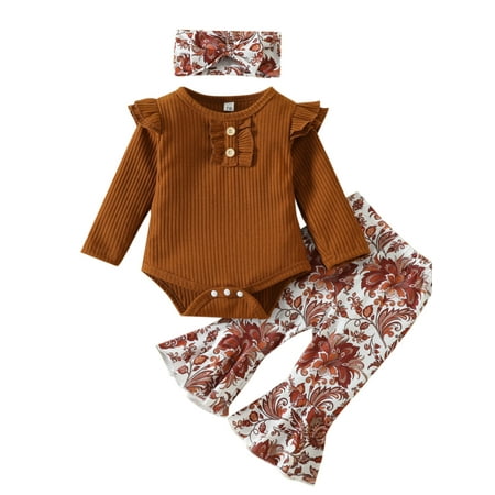 Huyghdfb Baby Girls Pants Set Sweet Romper and Flower Print Flare Pants Headband for Autumn Spring
Huyghdfb Baby Girls Pants Set Sweet Romper and Flower Print Flare Pants Headband for Autumn Spring