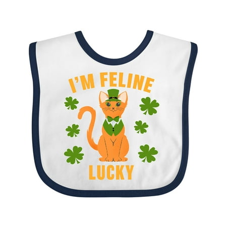 Inktastic St. Patrick s Day I m Feline Lucky Gift Baby Boy or Baby Girl Bib