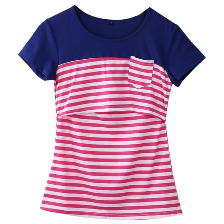 Tregren Women Nursing T-Shirt Striped/Floral Short Sleeve Flip Maternity Pregnant Tops
Tregren Women Nursing T-Shirt Striped/Floral Short Sleeve Flip Maternity Pregnant Tops