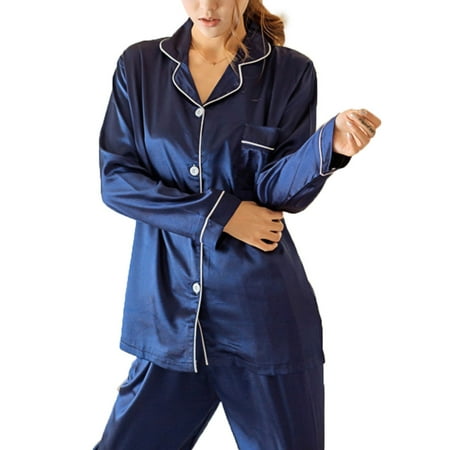 YXGla 2Pcs Women Autumn Solid Color Imitation Silk Long Sleeve Shirt Pants Pajama Set
YXGla 2Pcs Women Autumn Solid Color Imitation Silk Long Sleeve Shirt Pants Pajama Set