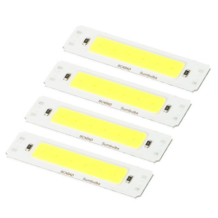 

2W DC 3 3.7V LED Chip Bulb Aluminum COB Lamps Bulb White Light 6500K 200LM 400mA 60x15mm for Home Reading 4 Pack