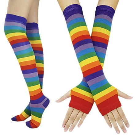 Gloves Medium Punk Gothic Rock Color Stripe Long Arm Warmer Fingerless Gloves Socks Sets
Gloves Medium Punk Gothic Rock Color Stripe Long Arm Warmer Fingerless Gloves Socks Sets
